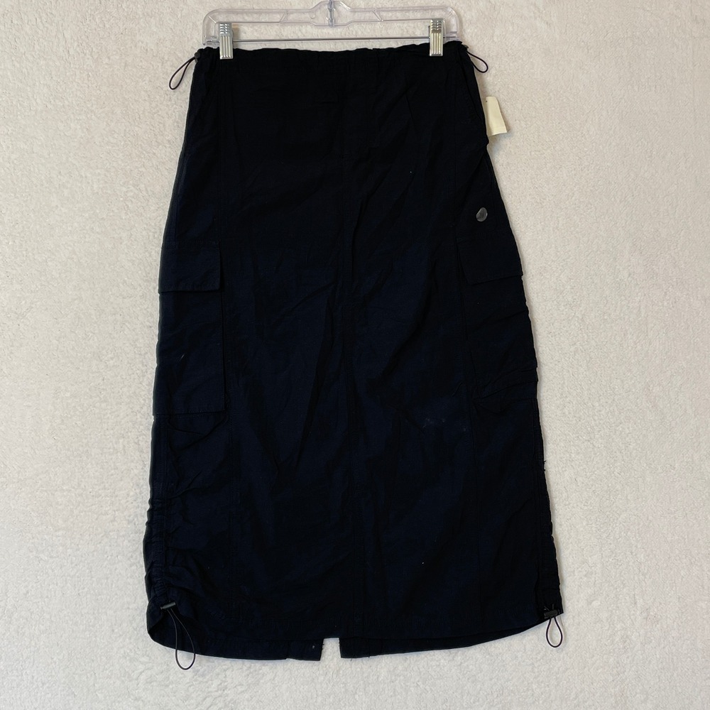 Aeropostale Womens Cargo Midi Skirt Black Drawstring Utility Gorpcore XS 9539